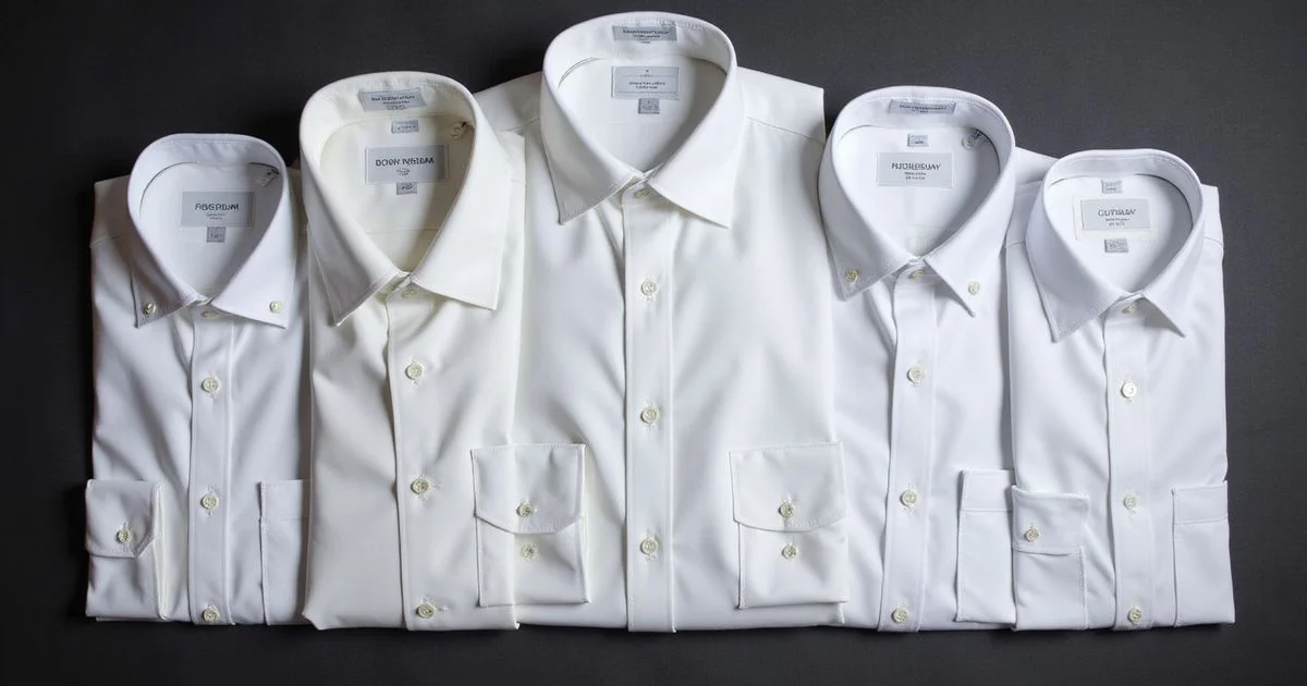 Various dress shirt collar styles displayed
